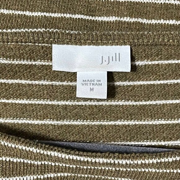 J. Jill Womens Size Medium Brown & White Striped Long Sleeve Boatneck Top - Picture 5 of 9